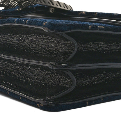 Gucci Velvet Skipper Crystal GG Monogram Small Dionysus Shoulder Bag Blue Beige Black 8 of 9