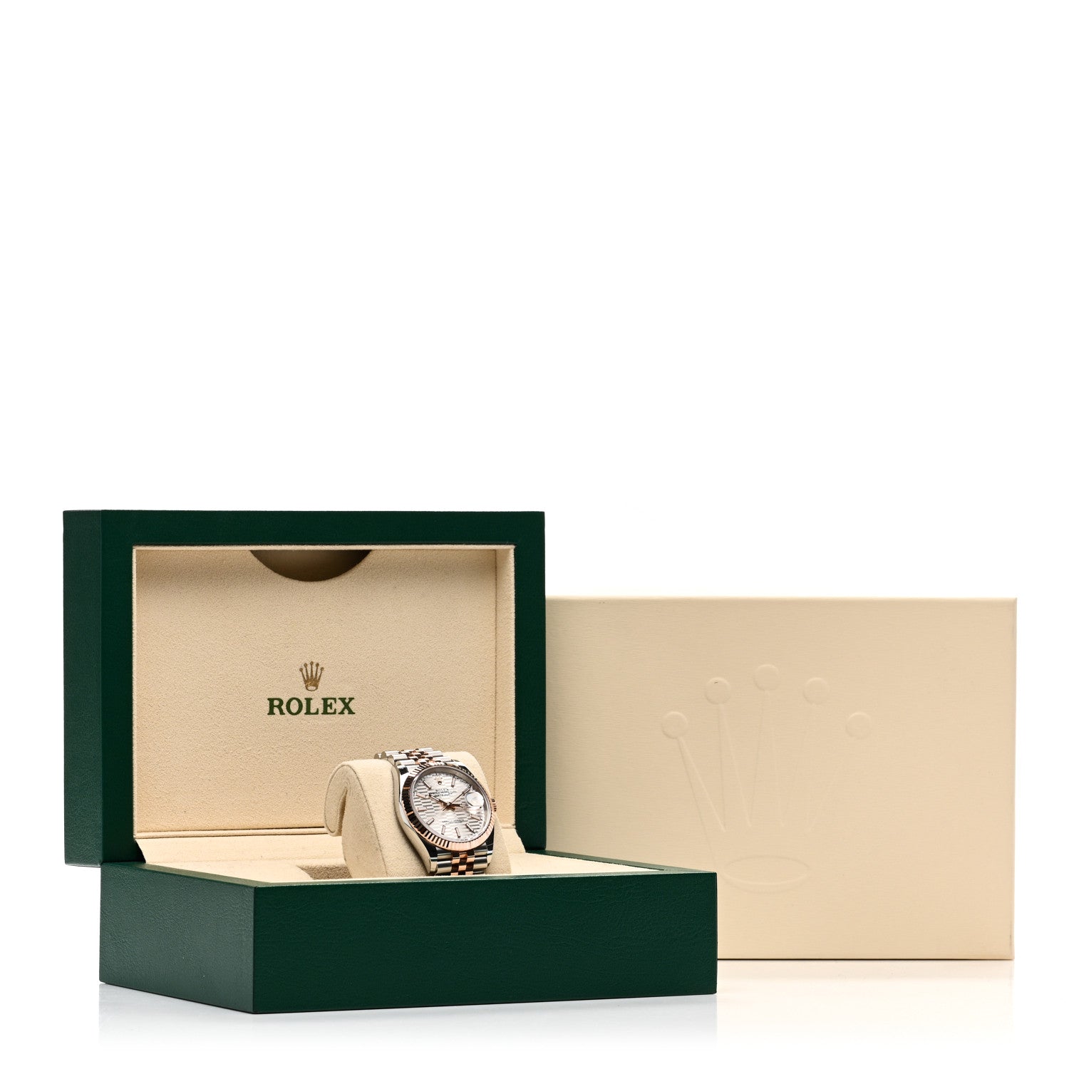Rolex Stainless Steel 18K Everose Gold 36mm Oyster Perpetual Datejust Watch Silver Fluted 126231 5 of 5