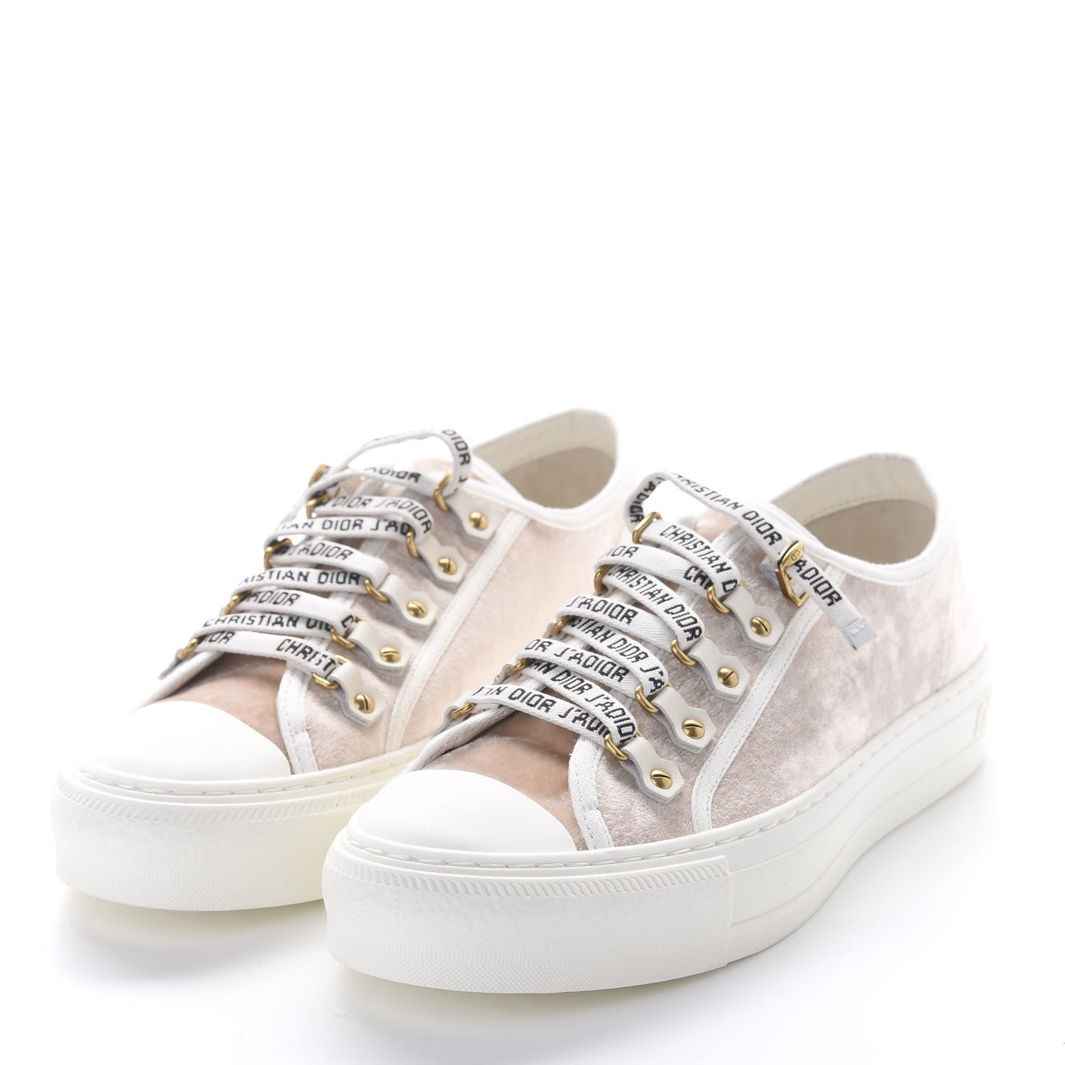 Christian Dior Velvet Walk'N'Dior Low Top Sneakers 38.5 Nude 3 of 9