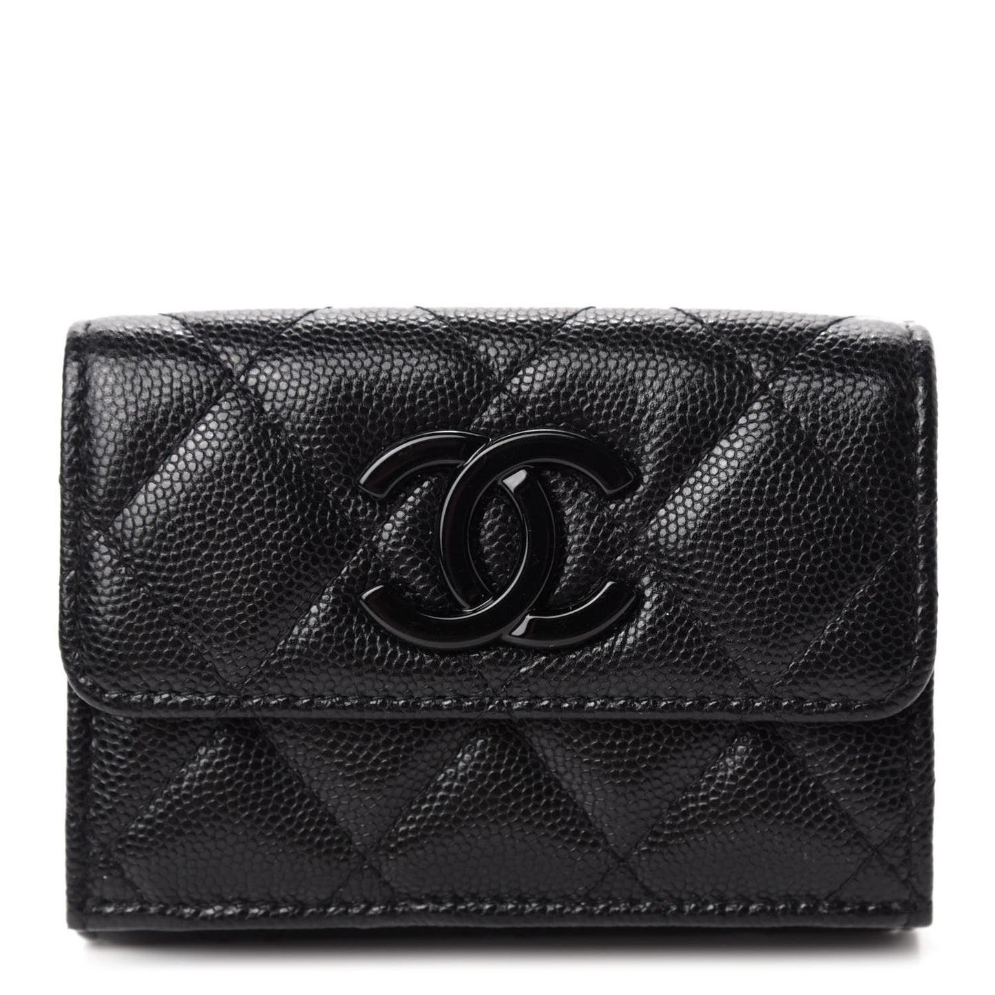 Caviar Quilted My Everything Small Flap Wallet Black