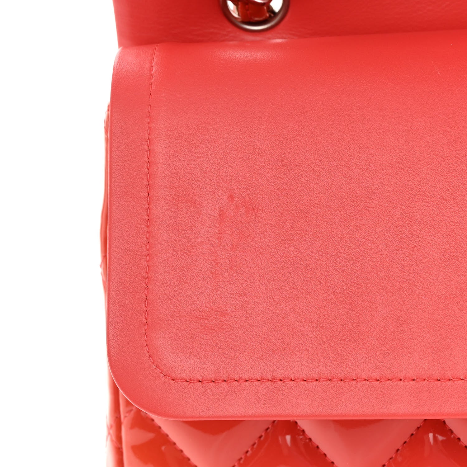 Chanel Patent Quilted Maxi Double Flap Coral 11 of 17