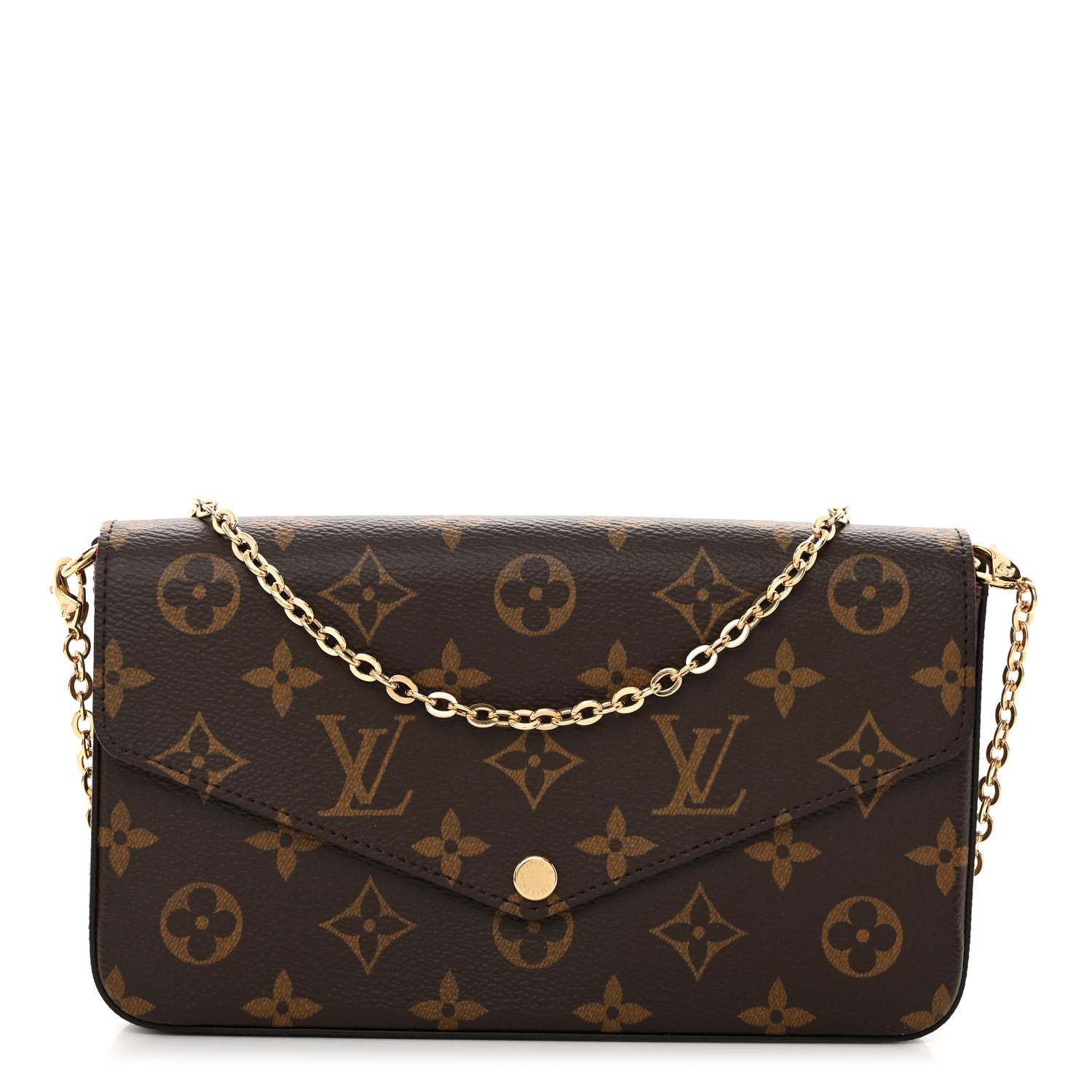 Louis Vuitton Monogram Pochette Felicie Chain Wallet Fuchsia 1 of 10