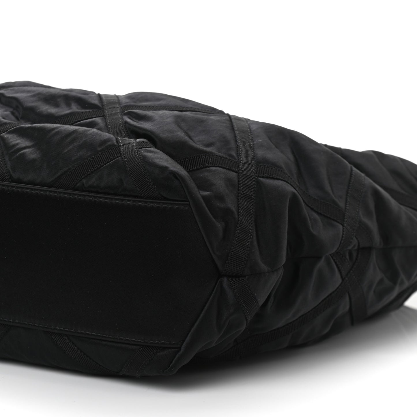 Nylon Grosgrain Quilted Lifestyle Shopping Tote Black