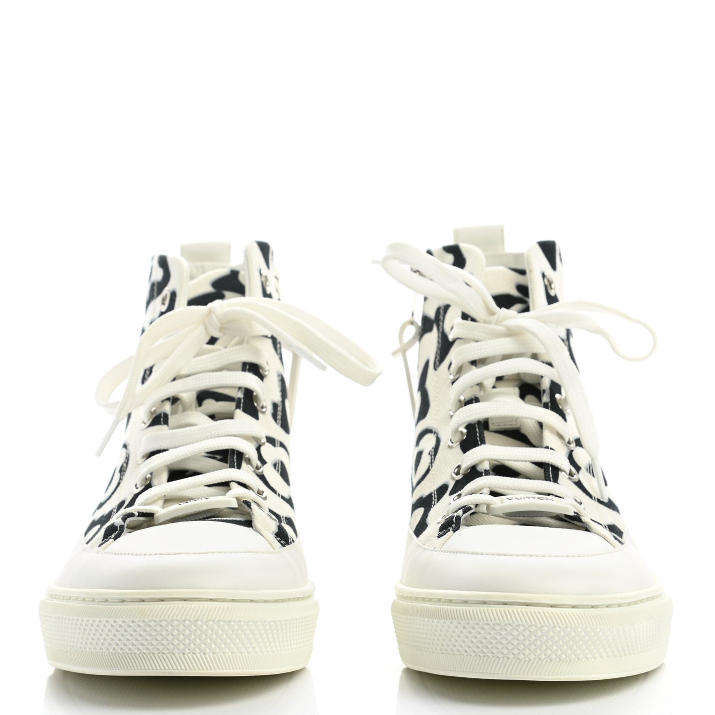 X UF Calfskin Tufted Monogram Stellar Sneaker Boots 39 White Black