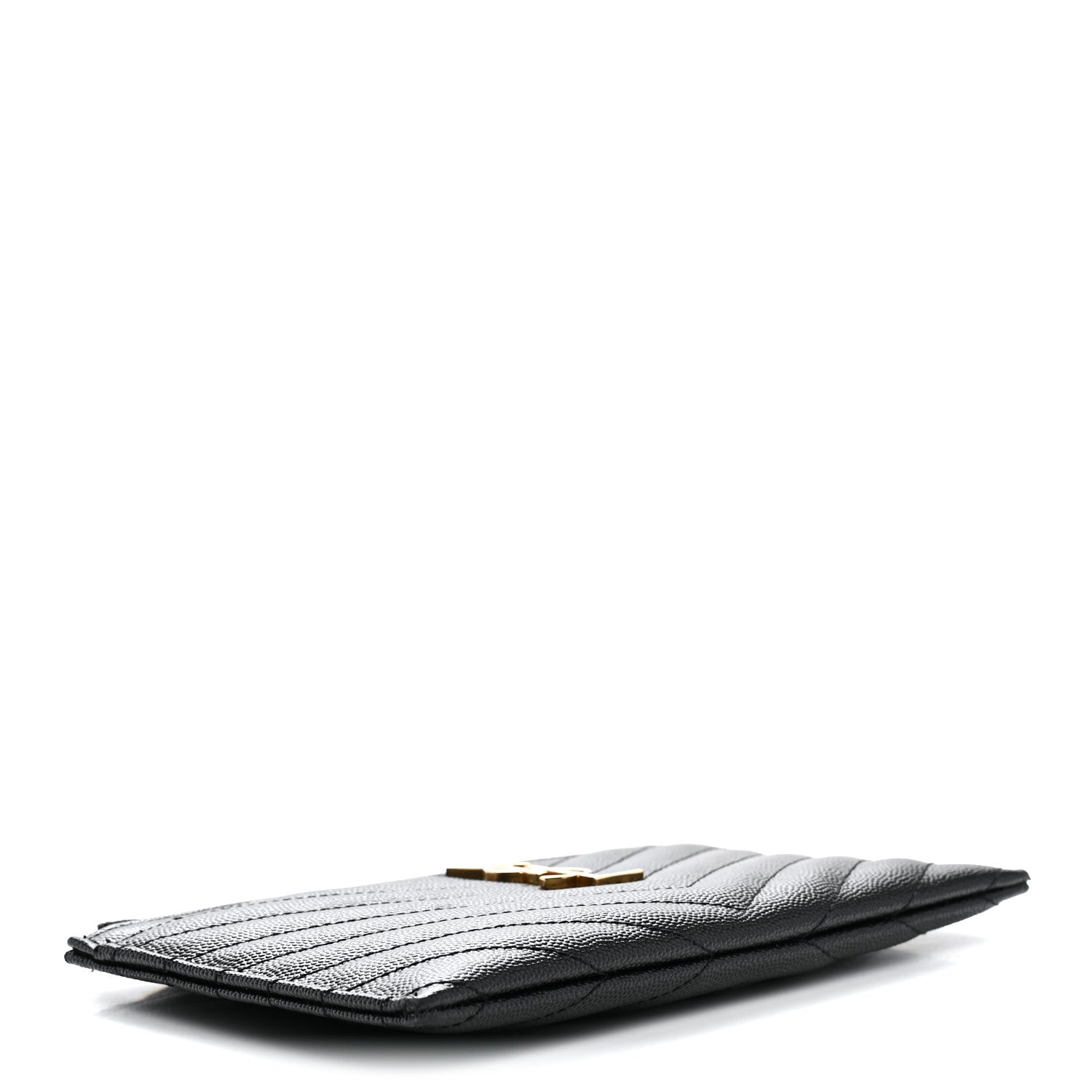Saint Laurent Grain De Poudre Chevron Monogram Bill Pouch Black 4 of 8