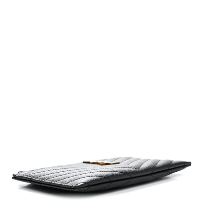Saint Laurent Grain De Poudre Chevron Monogram Bill Pouch Black 4 of 8