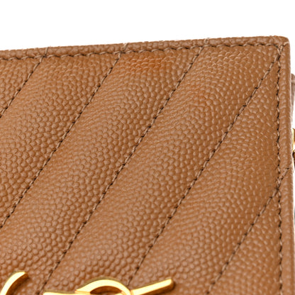 Saint Laurent Grain De Poudre Matelasse Chevron Cassandre Fragments Zipperred Bi-Fold Wallet Natural Dark 9 of 9