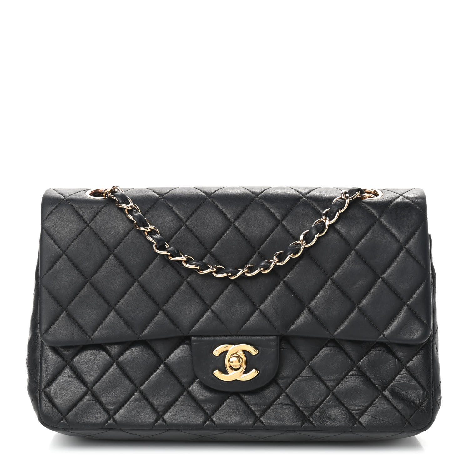 Chanel Lambskin Quilted Medium Double Flap Black 1 of 9