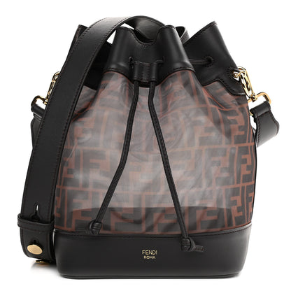 Fendi Mesh Vitello Grace F is Fendi FF 1974 Grande Mon Tresor Bucket Bag Marrone Black Ebano 1 of 12