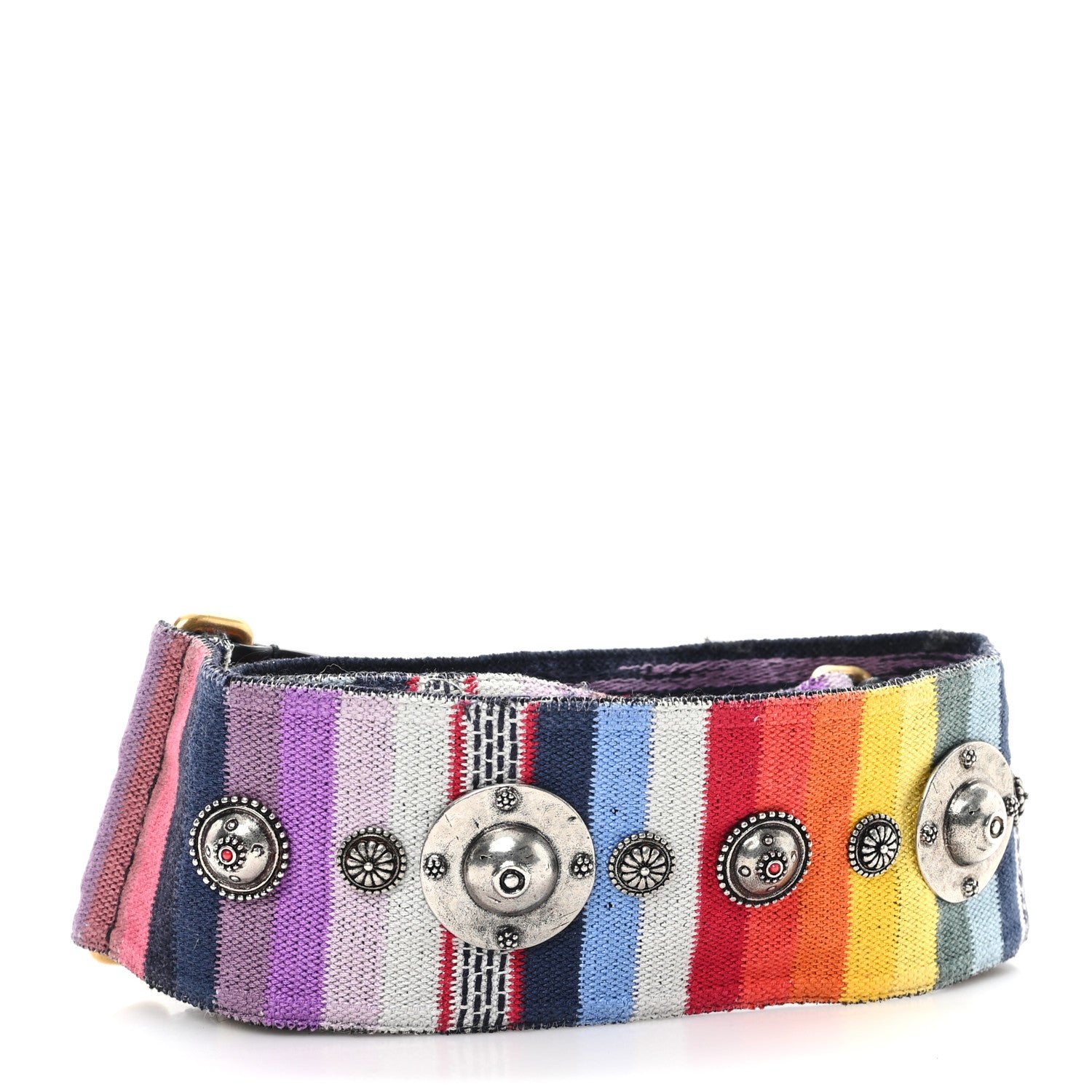 Christian Dior Canvas Embroidered Studded Rainbow Shoulder Strap 2 of 3