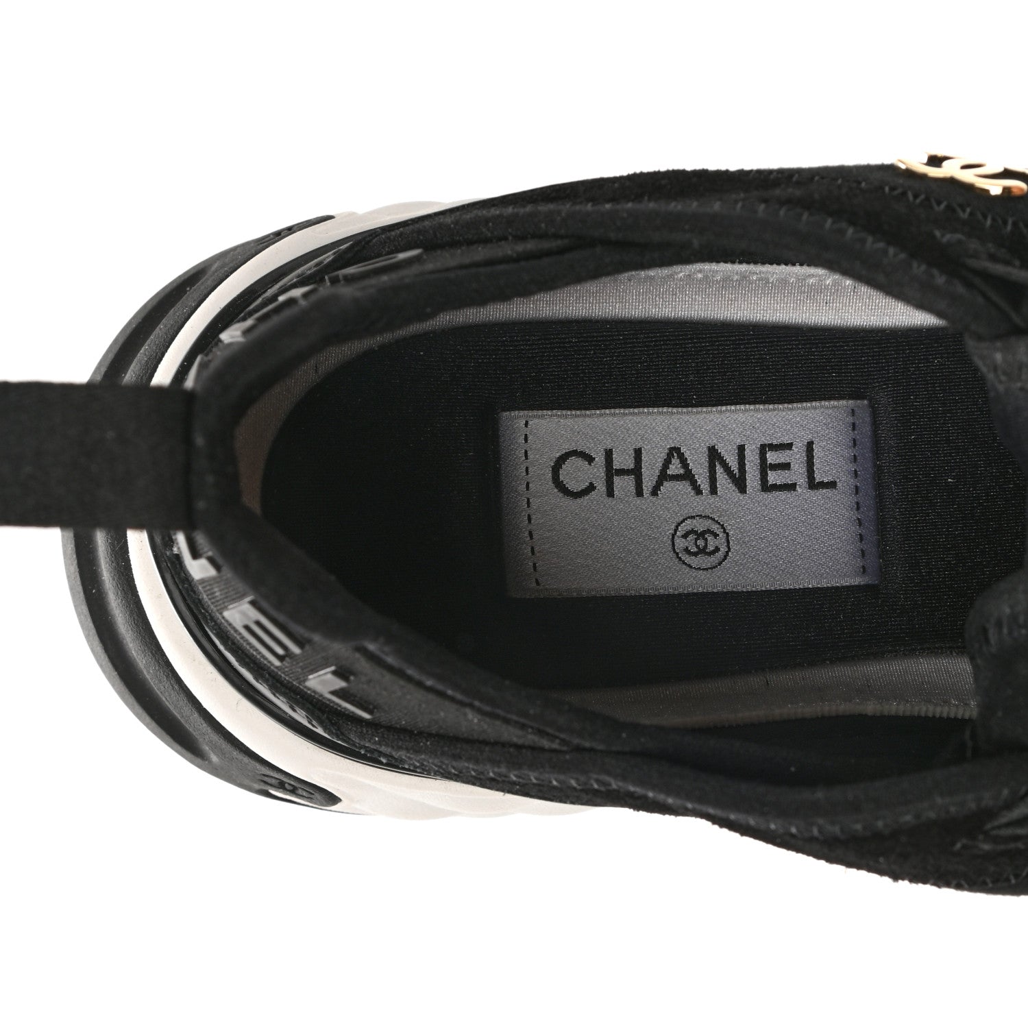 Chanel Velvet Calfskin Mixed Fibers CC Sneakers 37.5 Black 7 of 9