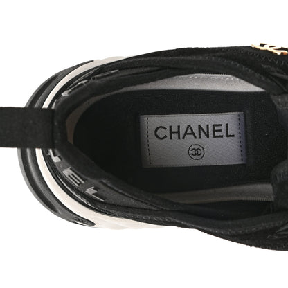 Chanel Velvet Calfskin Mixed Fibers CC Sneakers 37.5 Black 7 of 9