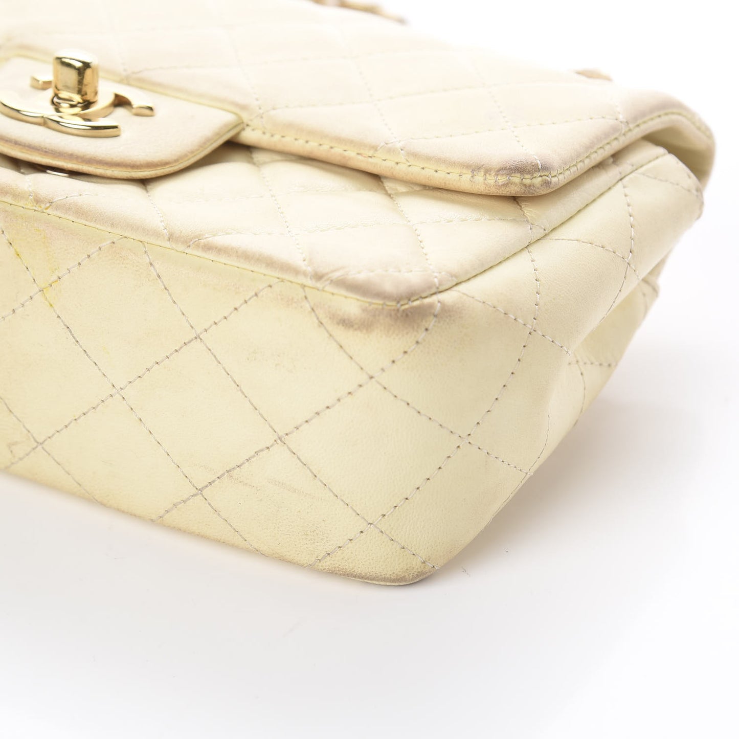Lambskin Quilted Mini Rectangular Flap Beige