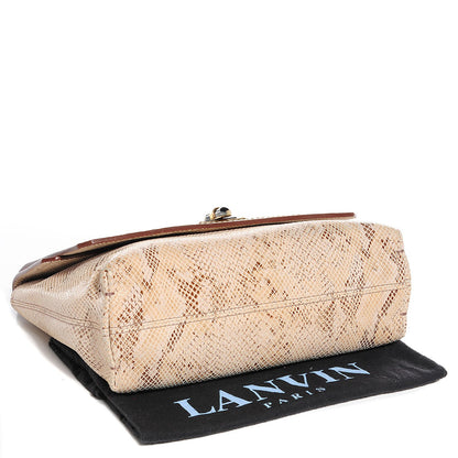 Lanvin Lizard Printed Large New Happy Shoulder Bag Pewter 4 of 9