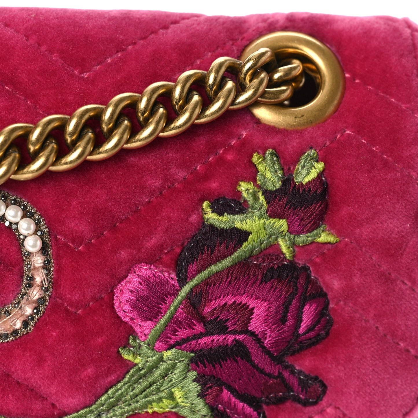Velvet Matelasse Blind for Love Embroidered Medium GG Marmont Shoulder Bag Light Raspberry Rose Multicolor