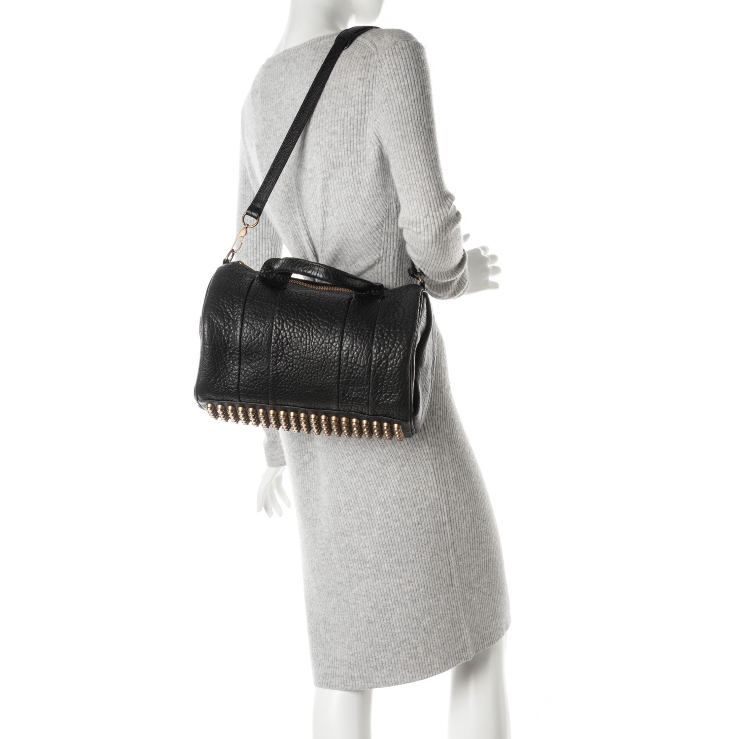 Alexander Wang Pebbled Lambskin Rocco Black Antique Brass Hardware 2 of 6