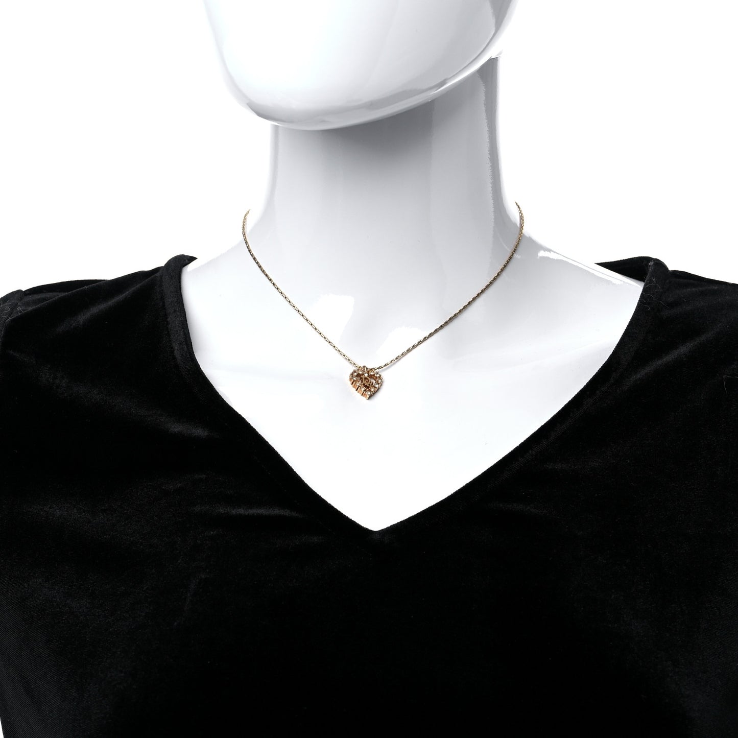 Crystal Heart Necklace Gold