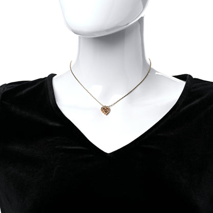 Christian Dior Crystal Heart Necklace Gold 2 of 5