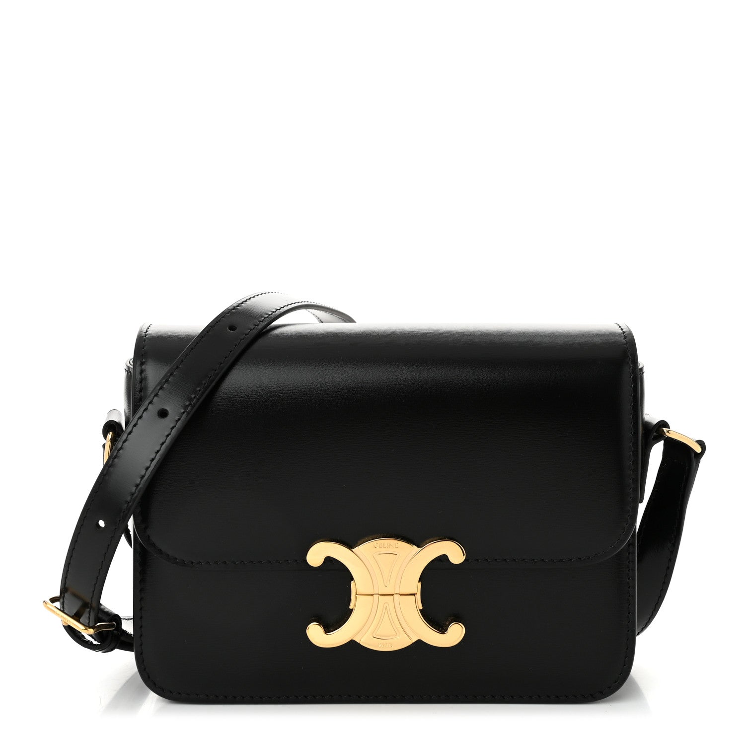 Celine Shiny Calfskin Teen Triomphe Black 1 of 10