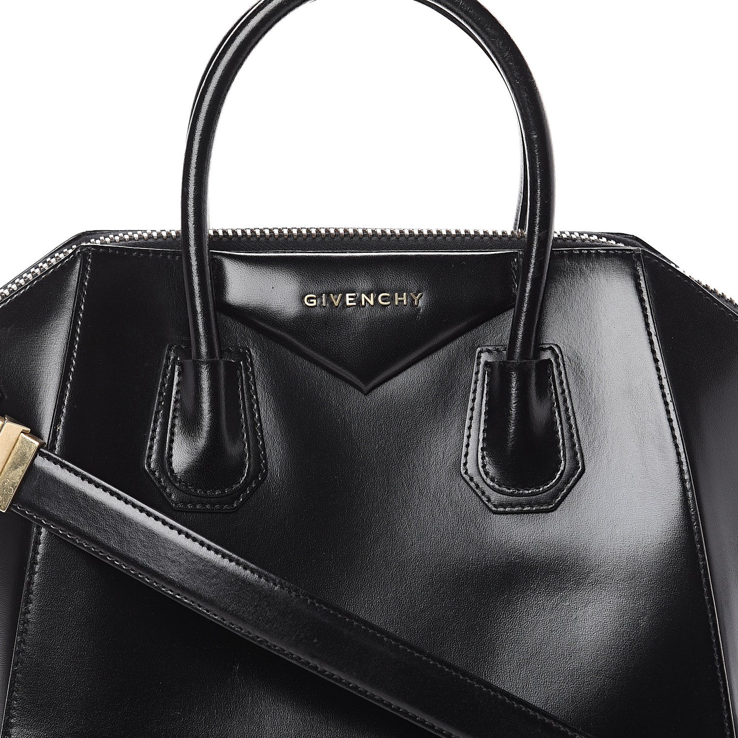 Shiny Lord Calfskin Small Antigona Black