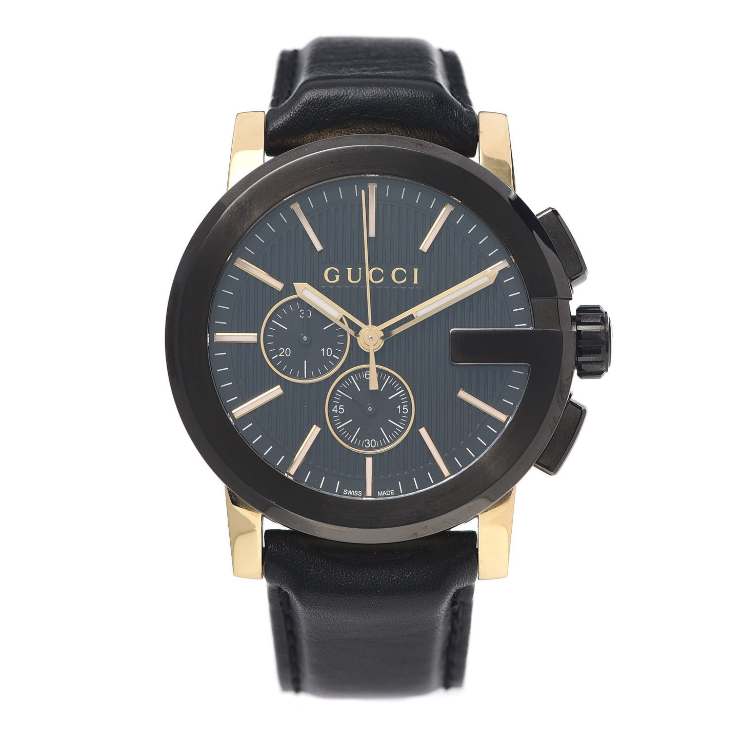 PVD Stainless Steel Calfskin 44mm G-Chrono Quartz Watch Black