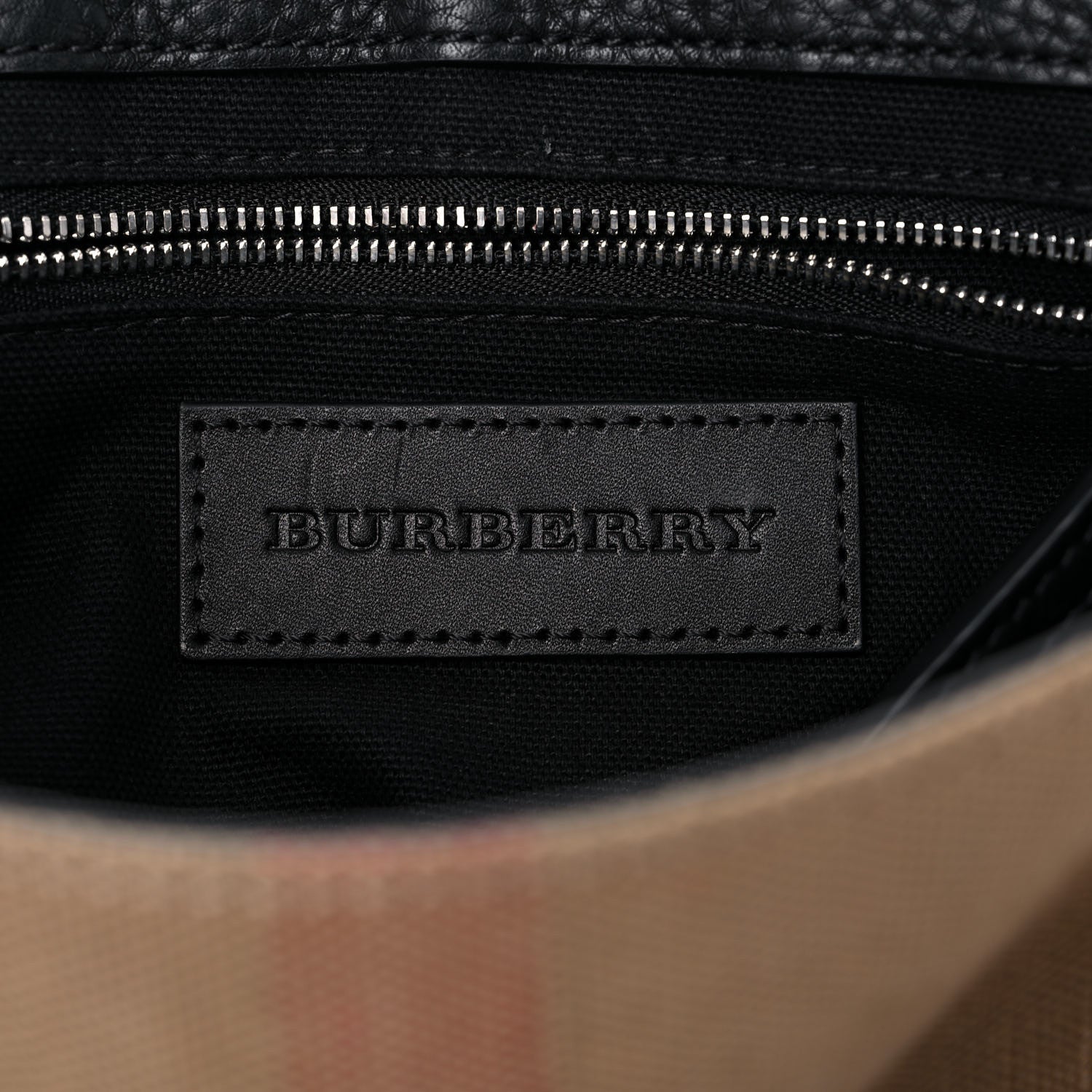 Burberry Mega Check Grainy Calfskin Small Gowan Messenger Bag Black 6 of 14