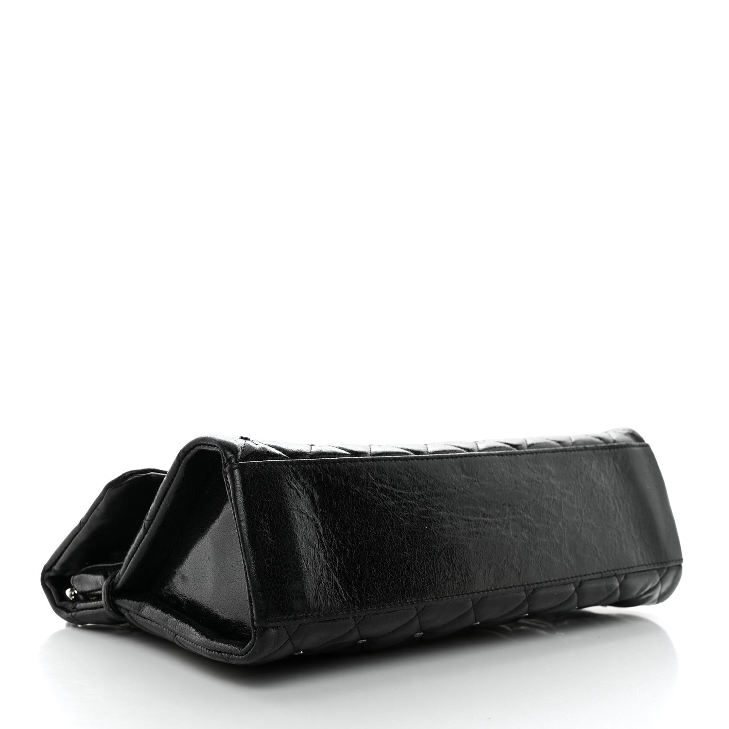 Chanel Glazed Crackled Calfskin Quilted Studded Mademoiselle Flap Black 4 of 10