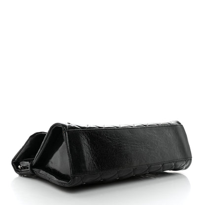 Chanel Glazed Crackled Calfskin Quilted Studded Mademoiselle Flap Black 4 of 10