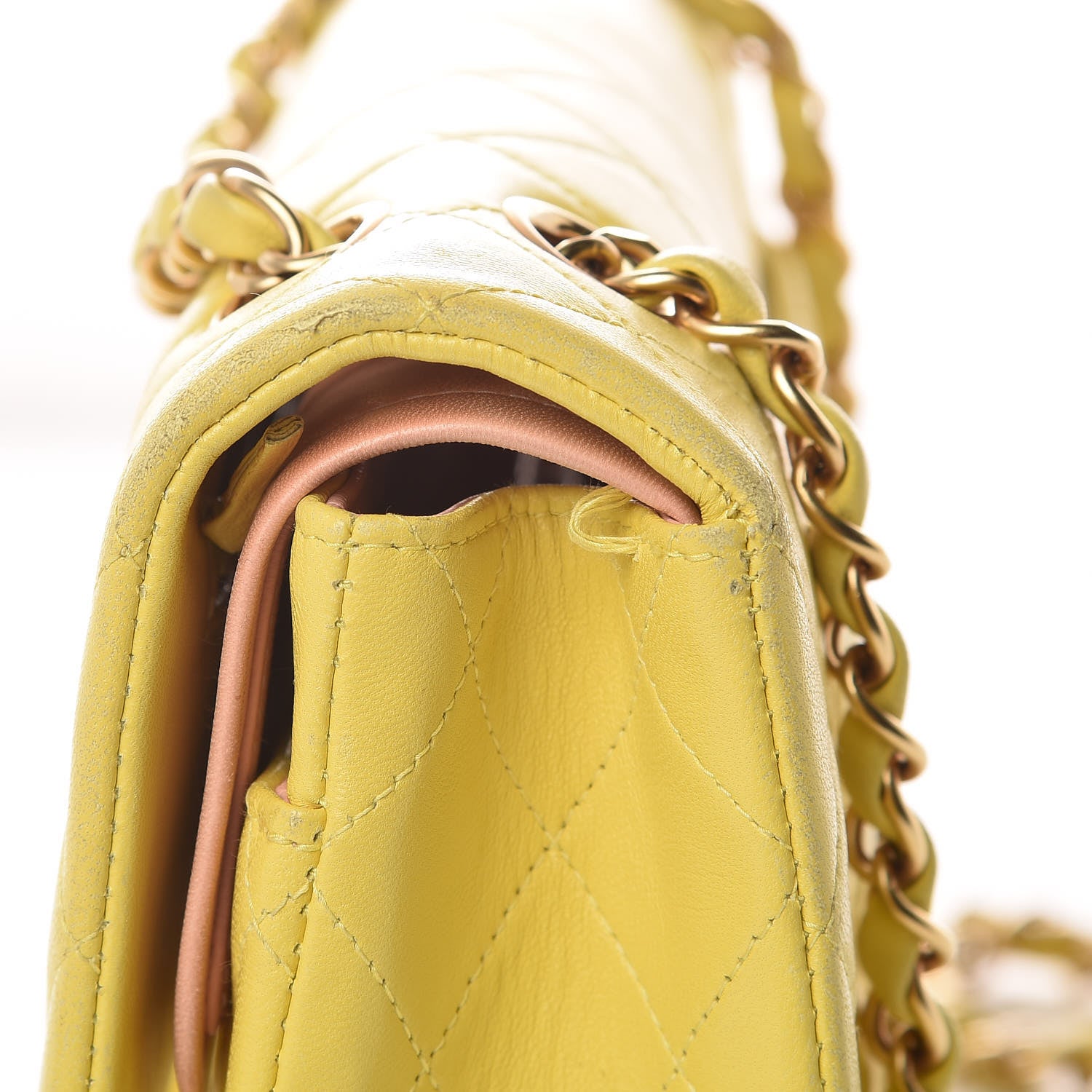 Chanel Lambskin Quilted Medium Double Flap Yellow 14 of 20