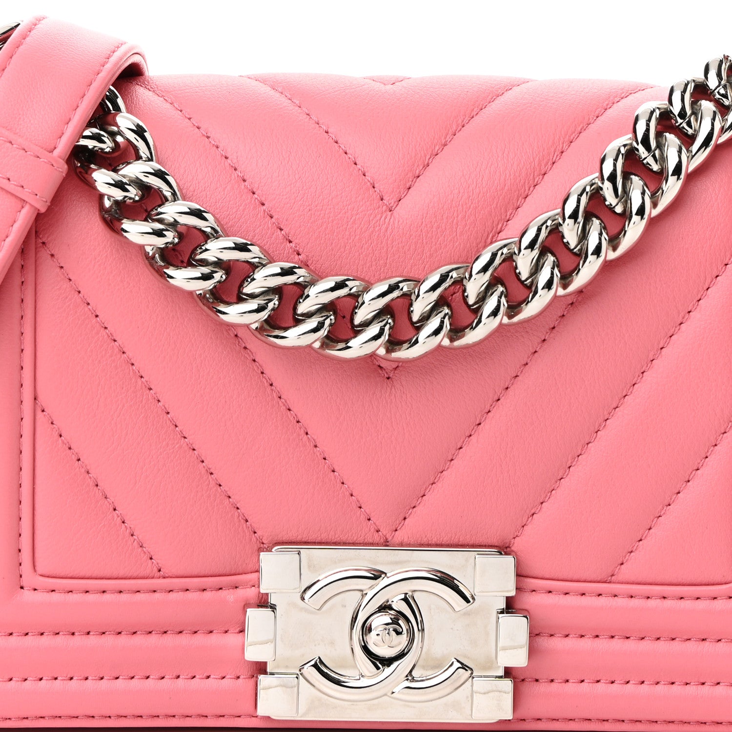 Chanel Calfskin Chevron Quilted Small Boy Flap Pink 8 of 10