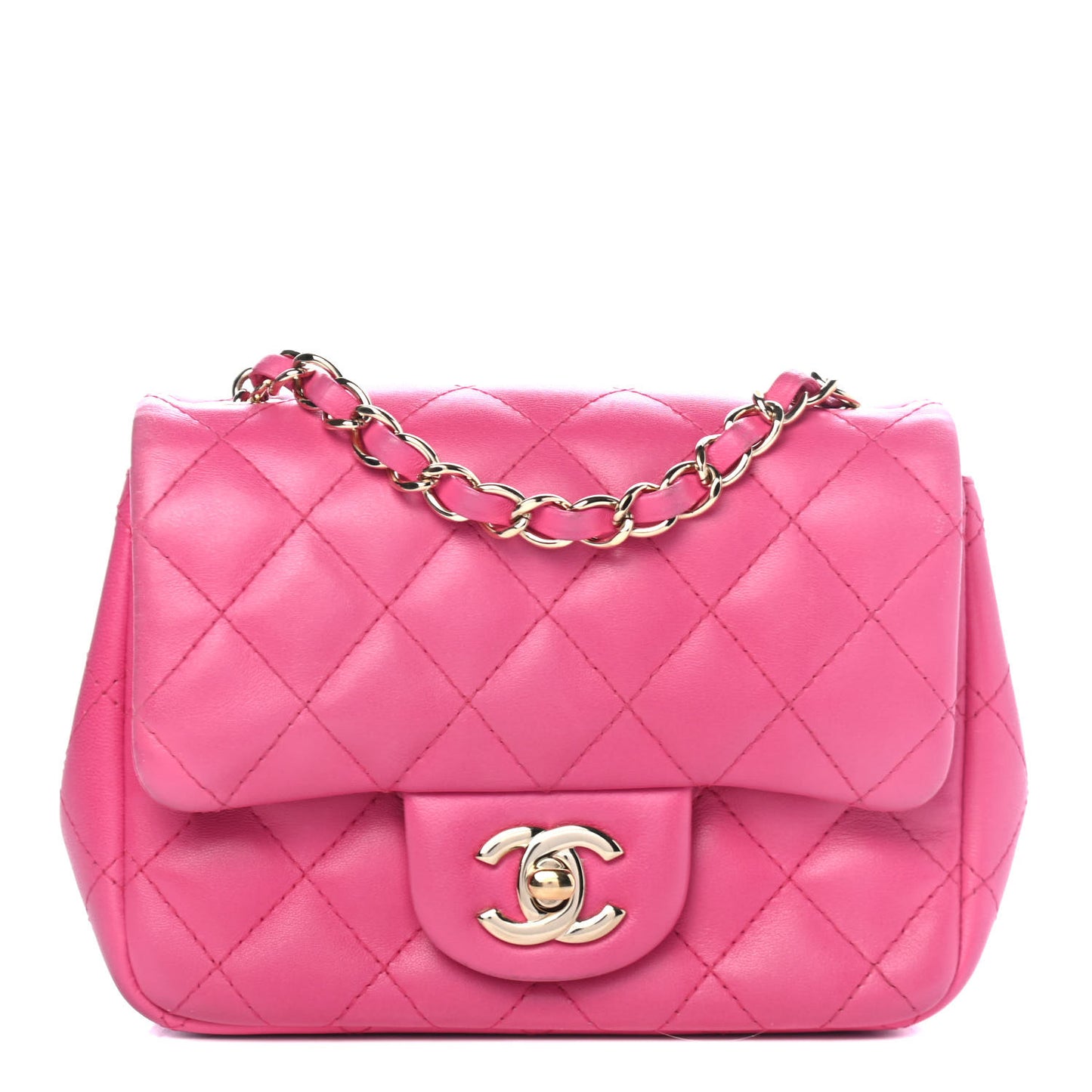 Lambskin Quilted Mini Square Flap Pink