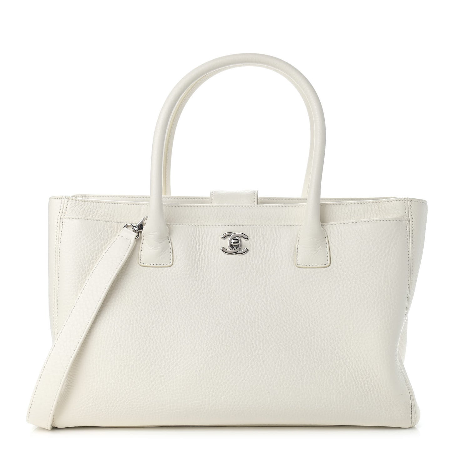 Calfskin Cerf Executive Shopper Tote White