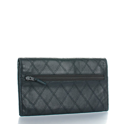 Chanel Lambskin Diamond Stitched Long Flap Wallet Black 3 of 8