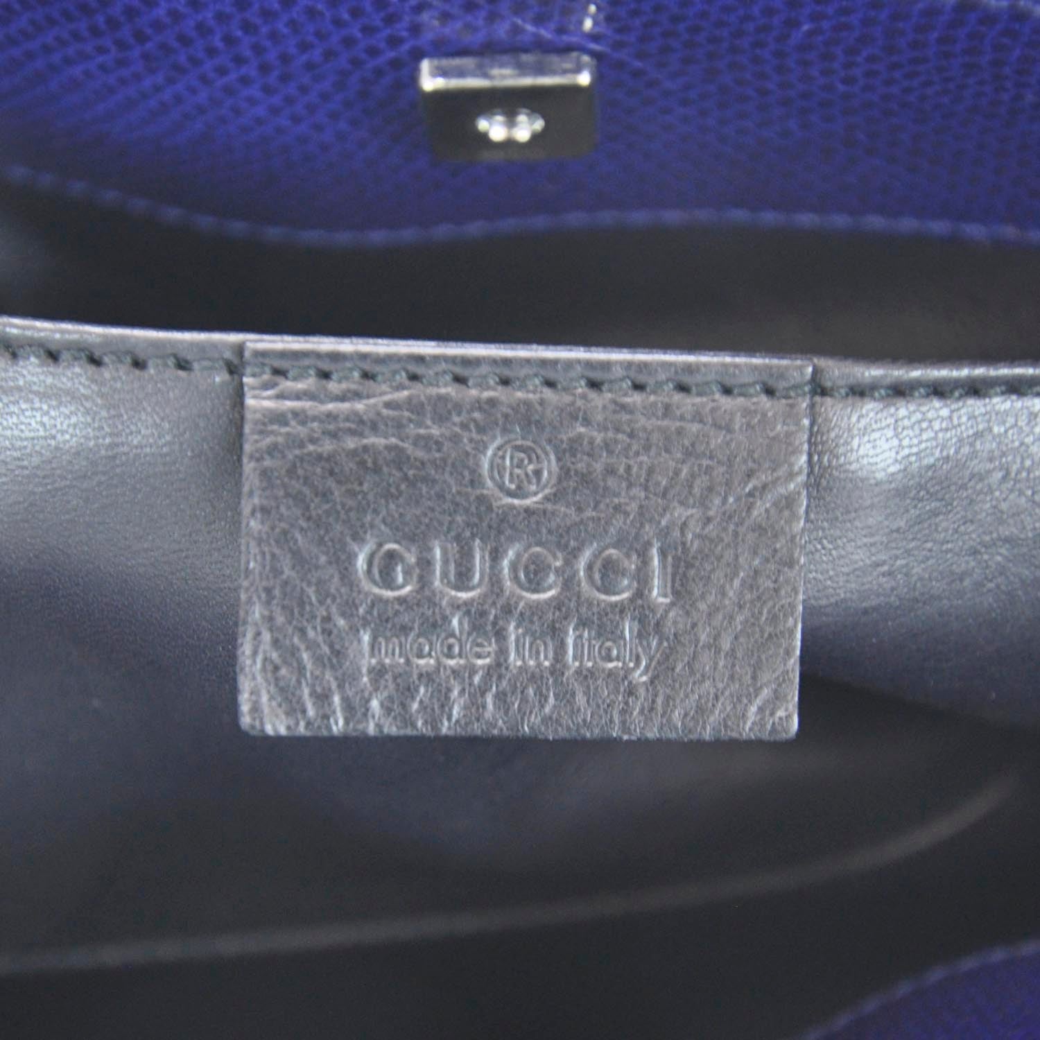 Gucci Lizard Embossed Leather Shoulder Bag Purple 8 of 9
