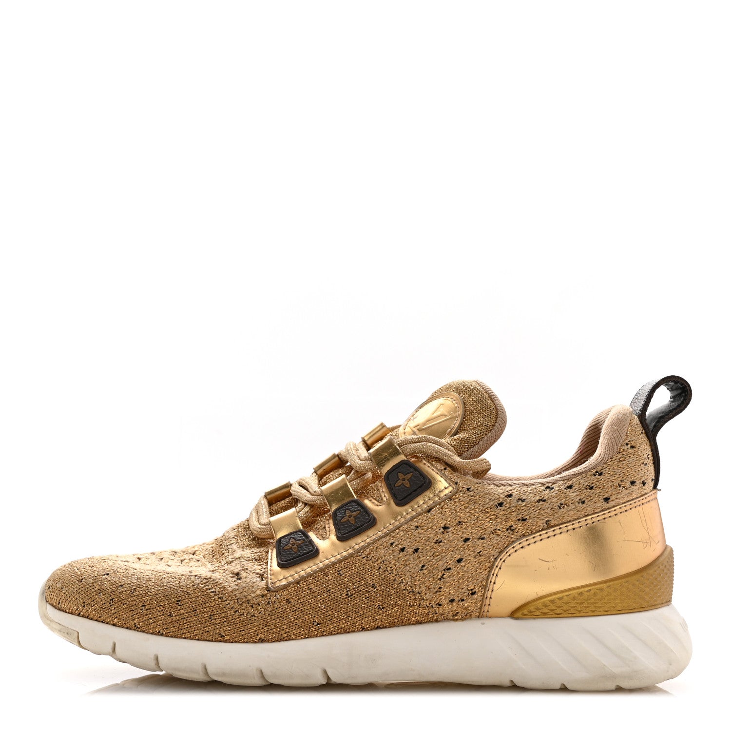 Louis Vuitton Technical Nylon Monogram Rubber Aftergame Sneakers 37.5 Gold 1 of 15