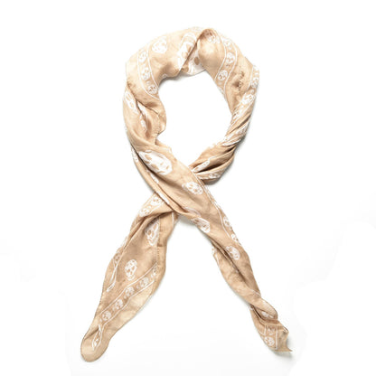 Alexander McQueen Silk Chiffon Skull Scarf Beige Ivory 1 of 5
