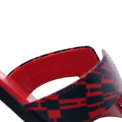Hermes Calfskin Printed Op'H Oran Sandals 40 Marine Rouge 8 of 9
