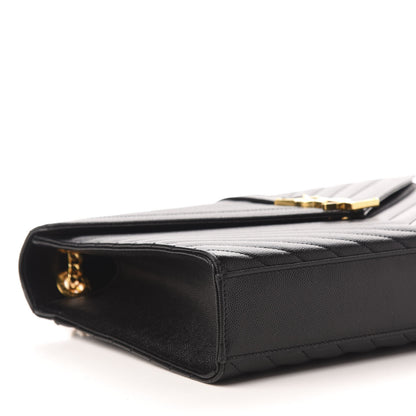 Saint Laurent Grain De Poudre Matelasse Chevron Large Monogram Satchel Black 8 of 10