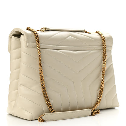 Saint Laurent Calfskin Y Quilted Monogram Medium Loulou Chain Satchel Crema Soft 3 of 12