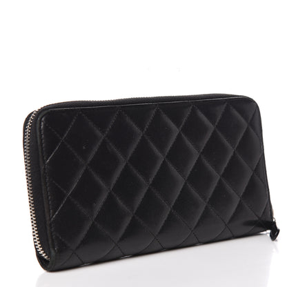 Chanel Lambskin Quilted Large Gusset Zip Around Wallet Black 3 of 17