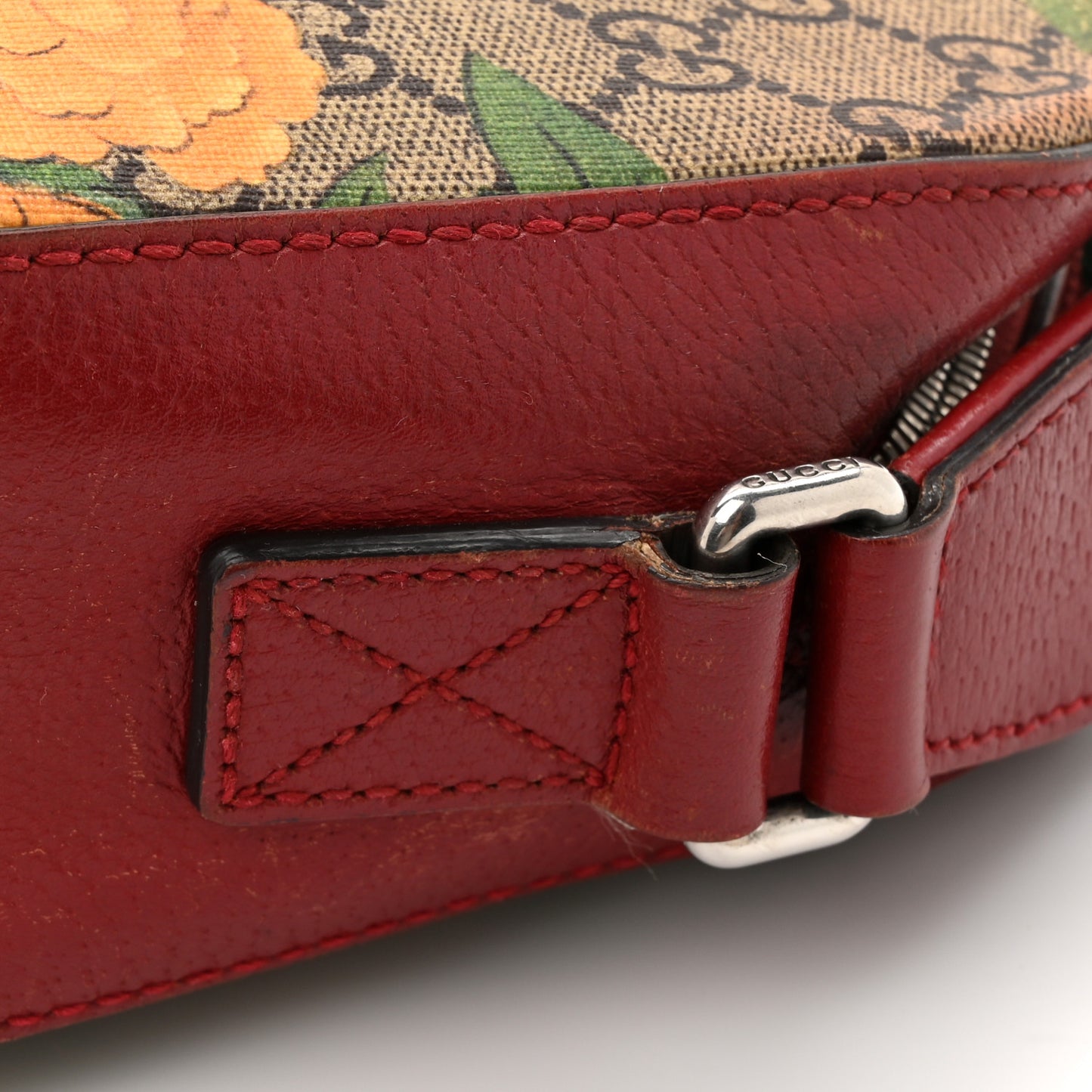 GG Supreme Monogram Tian Web Camera Bag Beige Multicolor Red