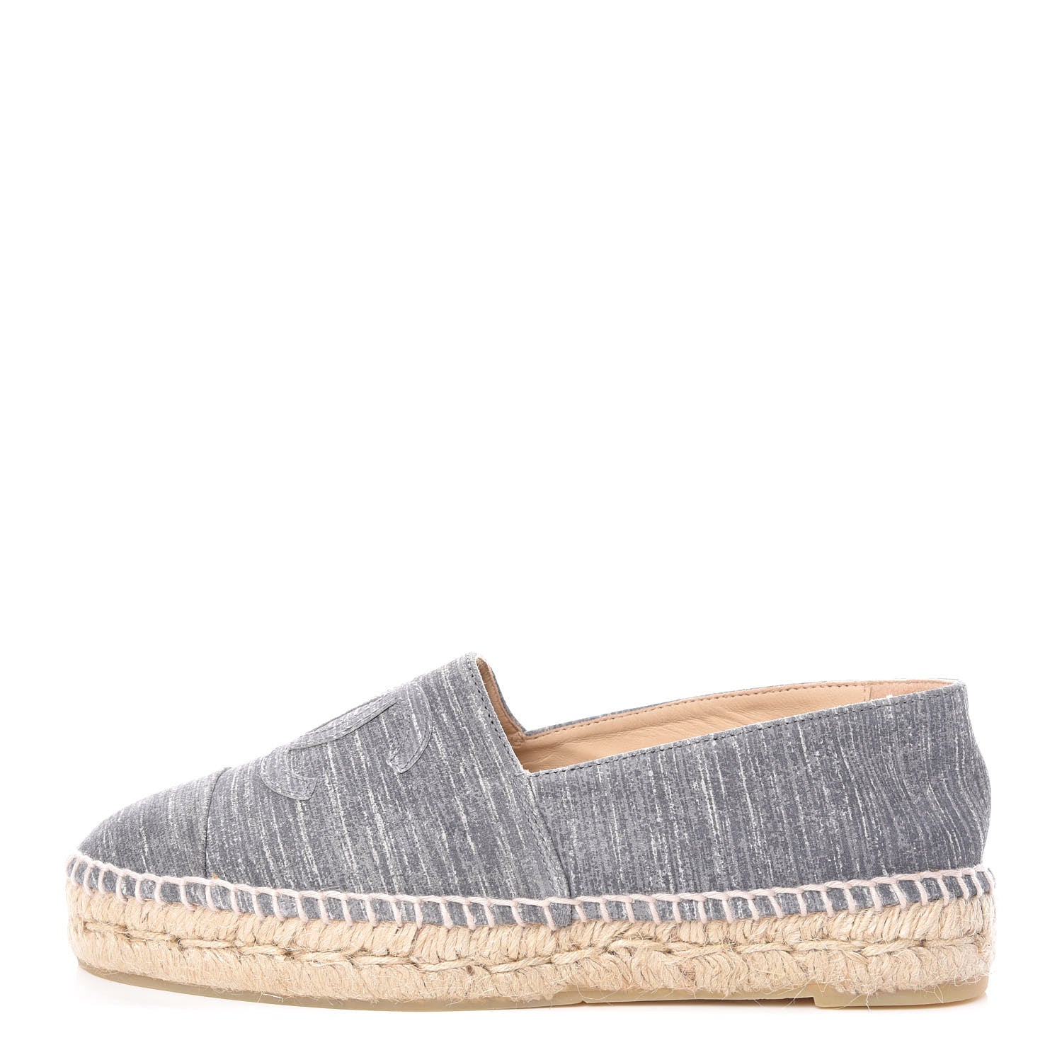Chanel Striated Suede Espadrilles 37 Dark Grey 1 of 14