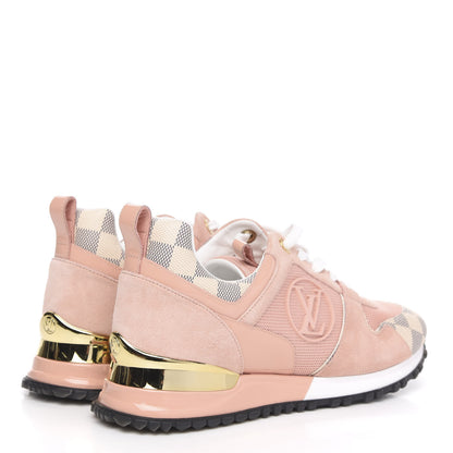 Louis Vuitton Suede Damier Azur Run Away Sneakers 38 Pink 4 of 9