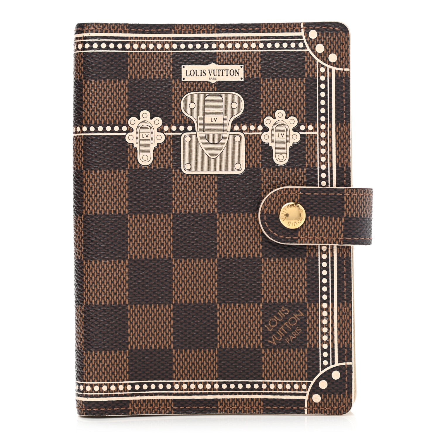 Louis Vuitton Damier Ebene Trunk Small Ring Agenda Cover White 1 of 8