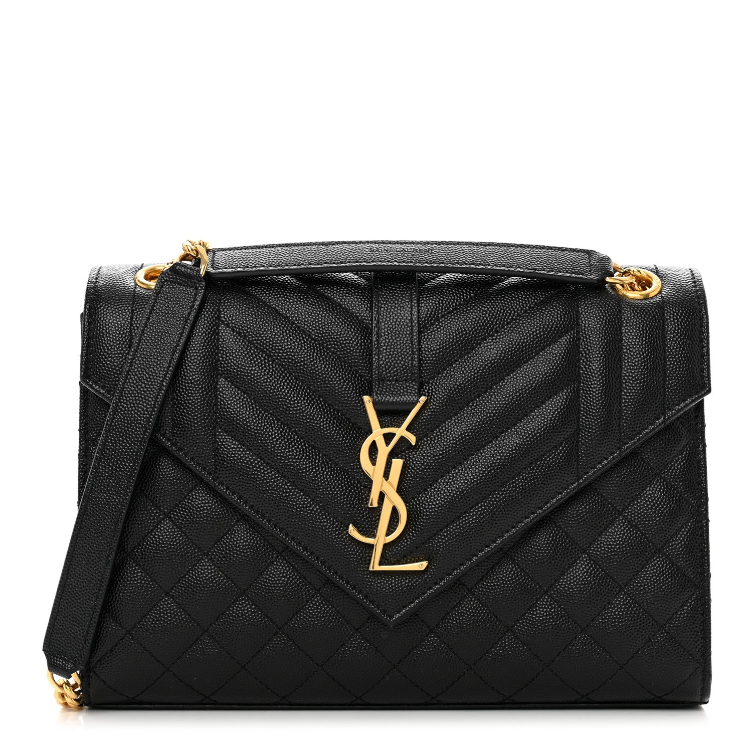 Saint Laurent Grain De Poudre Textured Mixed Matelasse Triquilt Medium Monogram Satchel Black 1 of 9