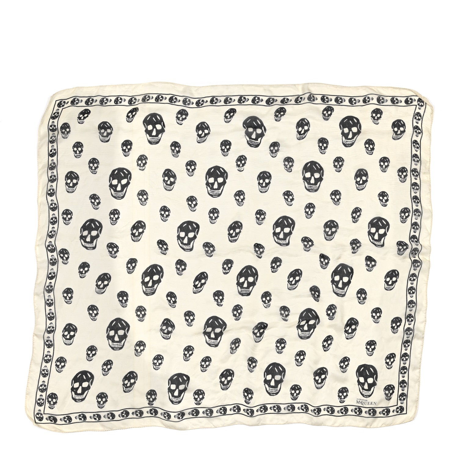 Alexander McQueen Silk Chiffon Skull Scarf Ivory Black 1 of 4