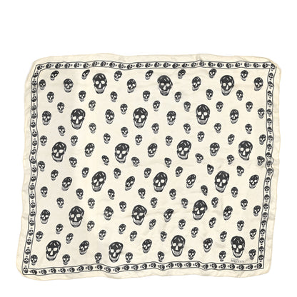 Alexander McQueen Silk Chiffon Skull Scarf Ivory Black 1 of 4