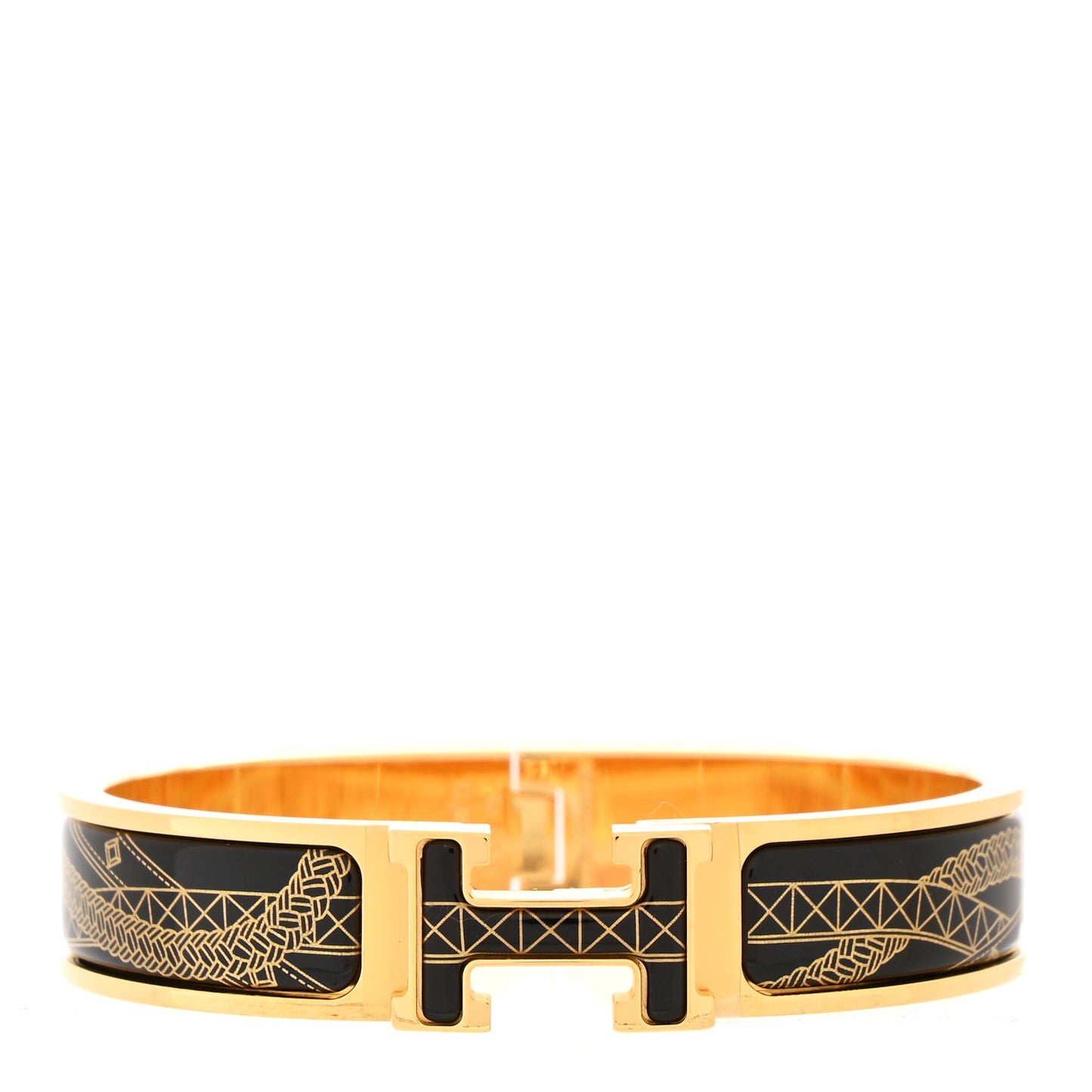 Enamel Printed Jour de Casting Narrow Clic Clac H Bracelet PM Jaune Or Black