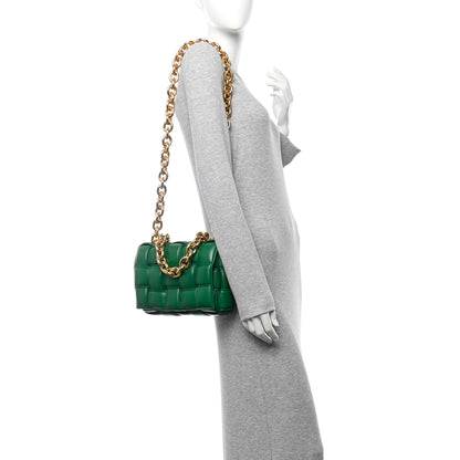 Bottega Veneta Lambskin Maxi Intreccio Padded Chain Cassette Crossbody Bag Racing Green 2 of 9