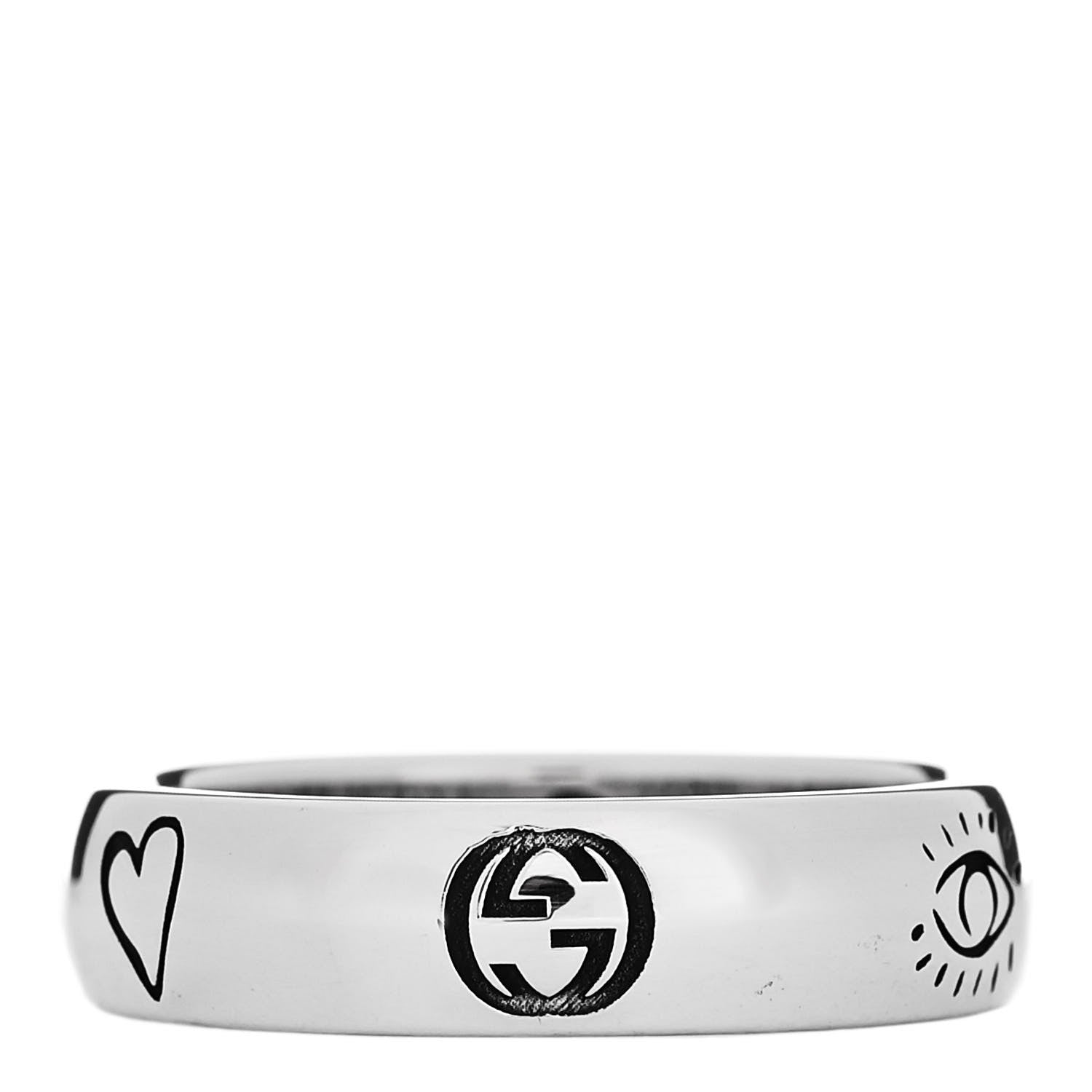 Gucci Sterling Silver Blind for Love Band Ring 54 7 3 of 5